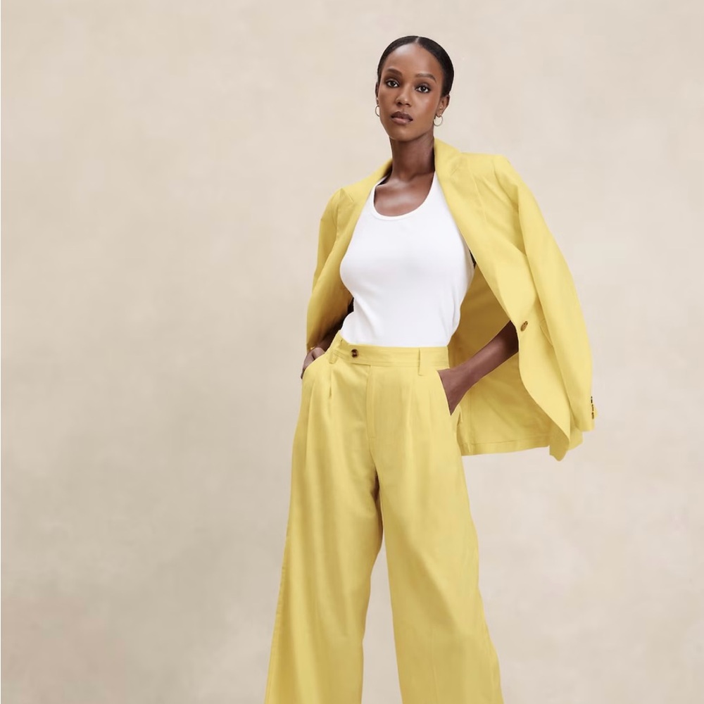 linen-blend SUIT- wore once